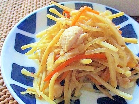 作り置きおかず♪しらたきと鷄肉入りのきんぴらごぼう